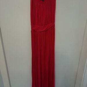 Coral Sleeveless Maxi Dress - Classic Gathered Waist
